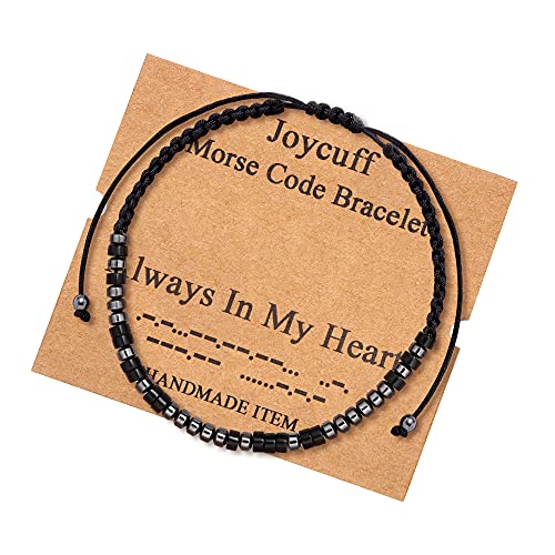 Memorial Bracelets for Women Men Teen Girls Remembrance Bracelet Trendy Silk Wrap Bracelet Memorial Gifts For Loss of Loved One Mom Dad Sympathy Jewelry Morse Code Bracelets Always In My Heart