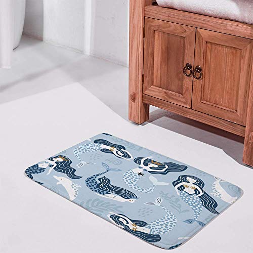 Tapis de bain antidérapant polaire corail microfibre sirène lavable