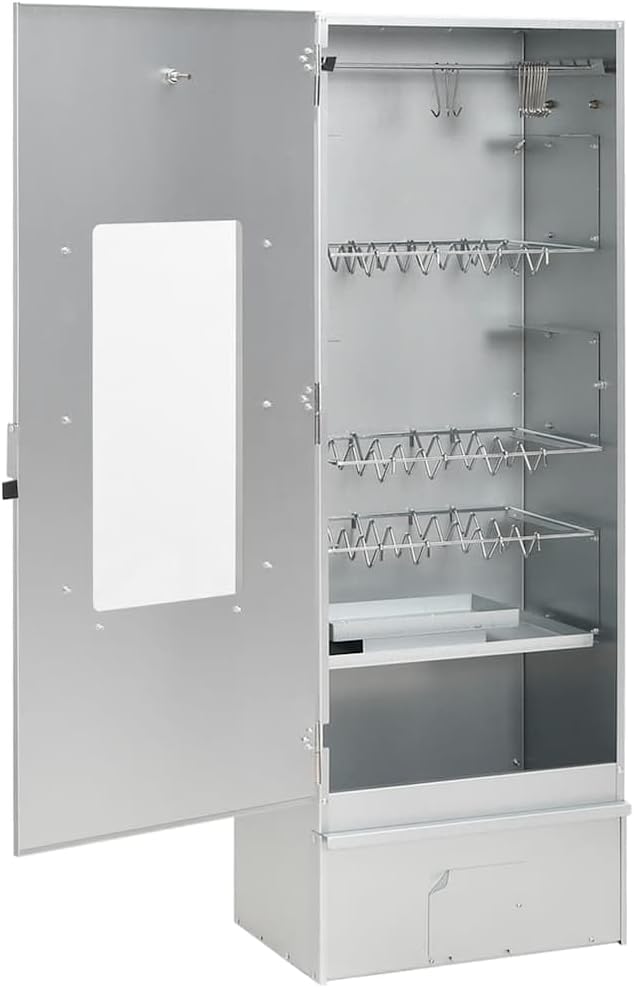 Interior view of the smoker with door open