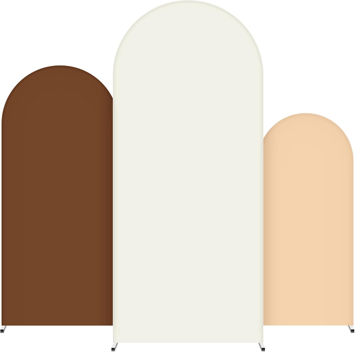 3 Pieces 4ft, 5ft, 6ft Wedding Arch Cover 2 Sided Spandex Backdrop Cover for Birthday Baby Shower Stand Decoration(Beige, Brown, White)
