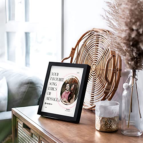 Image of Ritwika's Synthetic Wooden Personalized Picture Spotify Song Lyrics, Artist Name, Year Square Tabletop Frame For Desk 17 X 17 CM Black & White Set Of 1