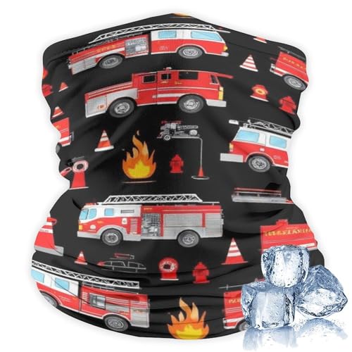 SEBNATAL Fashion Breathable Red Fire Trucks Black Face Cover for Adults, Neck Gaiter Warmer, Half Ski Mask for Sports Motorcycle Accessories