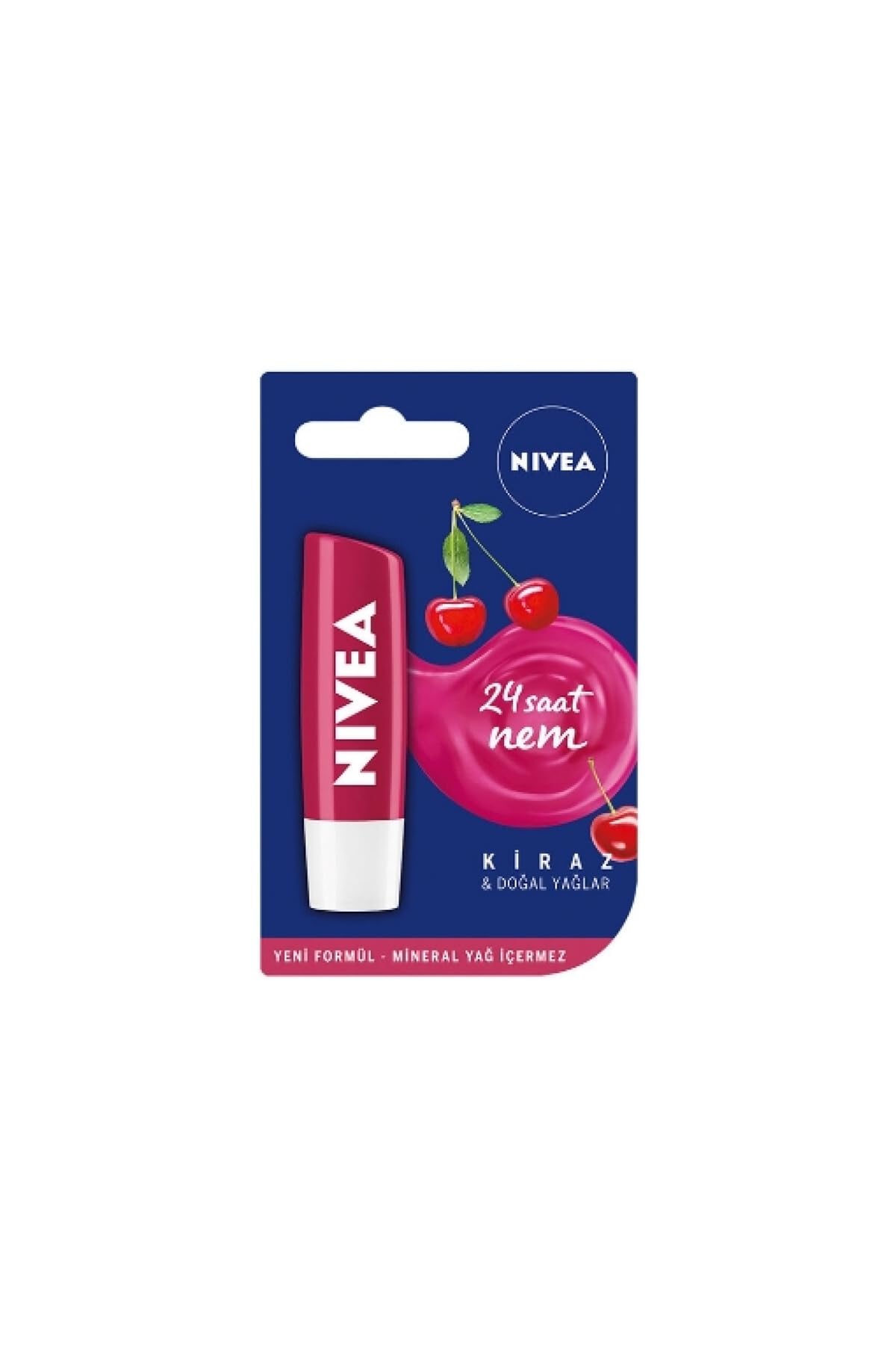 NIVEA Fruity Shine Kiraz Aromalı Dudak Kremi 4,8 Gr 24 Saat Nemlendirici Mineral Yağ İçermez
