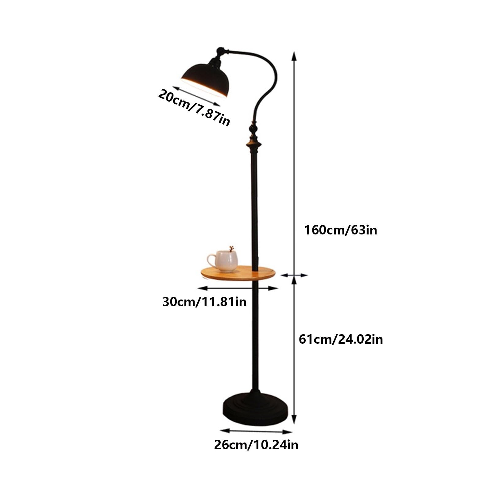 Luce da terra Lampada da terra con tavolo in base di marmo, moderna ed elegante vassoio lampada for ufficio caffetteria soggiorno camera letto Lampada d'angolo