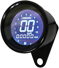 Universal 12V Motorcycle Mechanical Speedometer, Tachometer, Integrated 2.4 inches (60 mm), 160 km/h LED Display, Fuel Gauge, Odometer, Black Body, 7 Colors Switchable