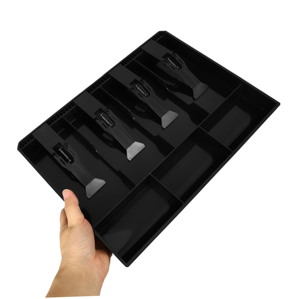 DOITOOL 2piezas Caja De Almacenamiento De Escritorio Para Caja Registradora Organizador De Dinero Con Múltiples Compartimentos y Clip Bandeja Para Guardar Billetes y Monedas Supermercados