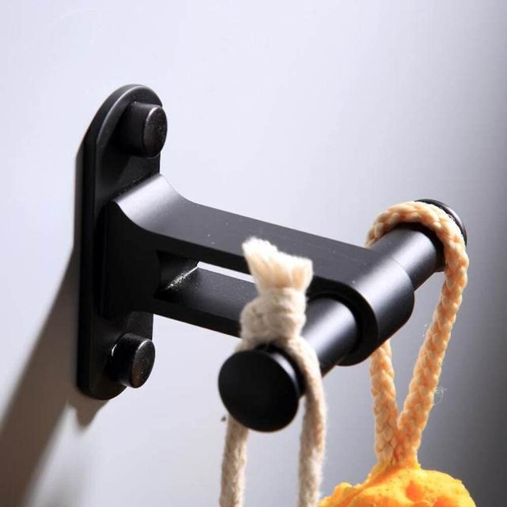 Accessoires de salle de bain noir en aluminium avec porte-serviettes et crochet