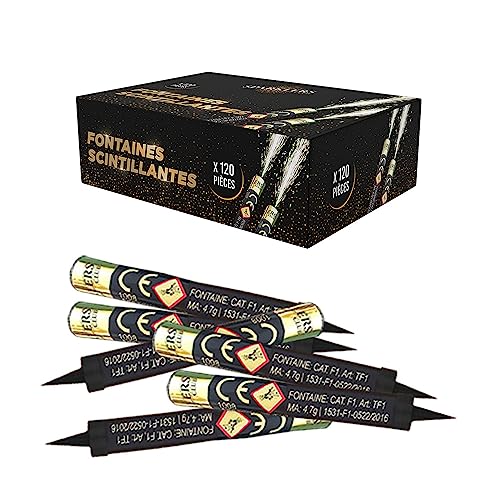 Lot de 120 Fontaines à Gateaux Scintillantes durée 60 Secondes pour Gateaux et Bouteilles de Champagne, Bougie lumineuse d'ambiance pour anniversaire 1...