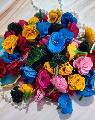 Image of VRB DecTM 50pcs Artificial Flowers Combo Mix Silk Flowers Dahlia Roses Without Stems for DIY Wedding Bridal Bouquets, Baby Shower, Floral Arrangement, Table Centerpieces, Home Decor. (Multicolor)