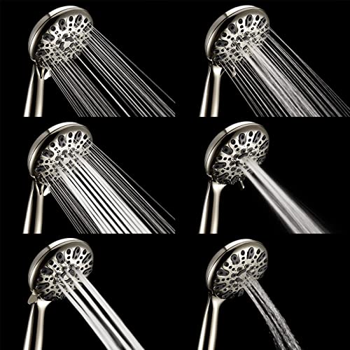 Best Handheld Shower Heads for Seniors: Safety, Comfort & Independence 12 Couradric Handheld Shower Head, 6 Spray Setting High Pressure Shower Head with Brass Swivel Ball Bracket and Extra Long Stainless Steel Hose, Brushed Nickel, 5'