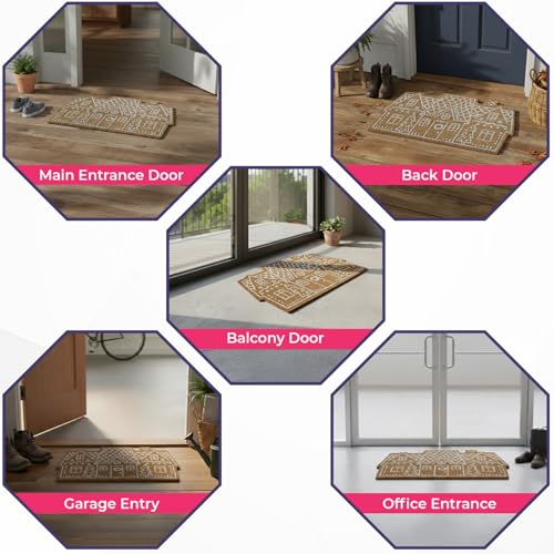 Image of HOKIPO 40x70 cm Natural Coir Door Mat for Entrance, House Shape Design, Cottage House (IN-1058)