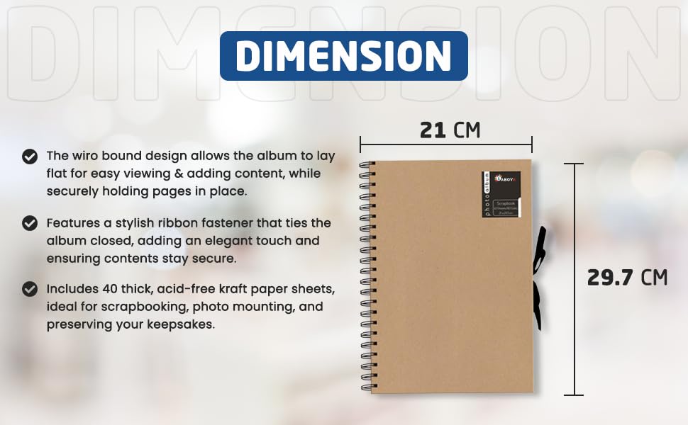 A4 Kraft Ribbon Fastener Scrapbooking Album Photos Wiro Bound Display Book 40 Sheets-21cmx29.7cm, Brown - Image 4