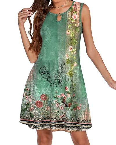 Image of Summer Dresses for Women 2026 Casual Sleeveless Sundress Floral Loose Fit Beach Cover Up with Pocket