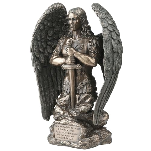 Estatua de San Miguel Arcángel de Resina Bronceada 9.13 in miniatura 4