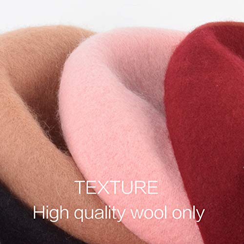 Beret Hat of French Vintage Style, Elegant Soft Stretch Wool Cap, Lightweight Classic Boinas Winter Beanie (Black/Beige)