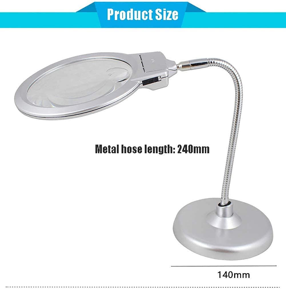 Generic Magnifyiglasses,Magnifier Magnifyiglasses with Light Stand,2.5X 5X Lightidesktop Super Large Double Lens Sturdy Bracket,with 2 Bright Led Lights,Desktop Magnifyiglassp