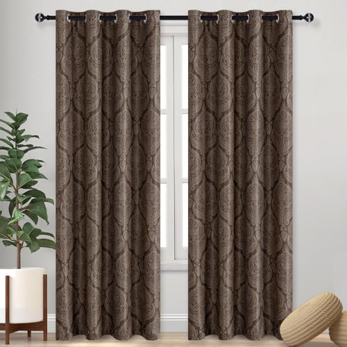 DWCN Ombre Blackout Curtains for Bedroom 52 x 84 inch, Monochrome Brown