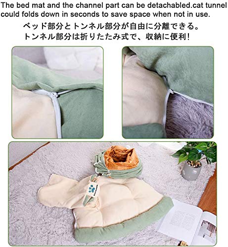 Túnel e tapete de brincadeira de cama de gato 2 em 1 para animais de estimação Gatos Cães Coelhos e