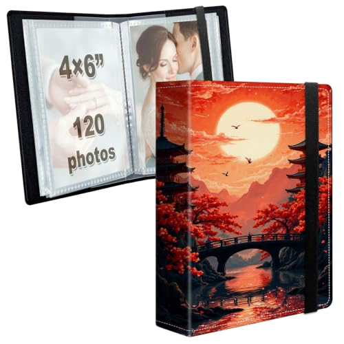 Image of Photo Album 4x6 120 Photos with Strong Elastic Band, Japanese Red Maple