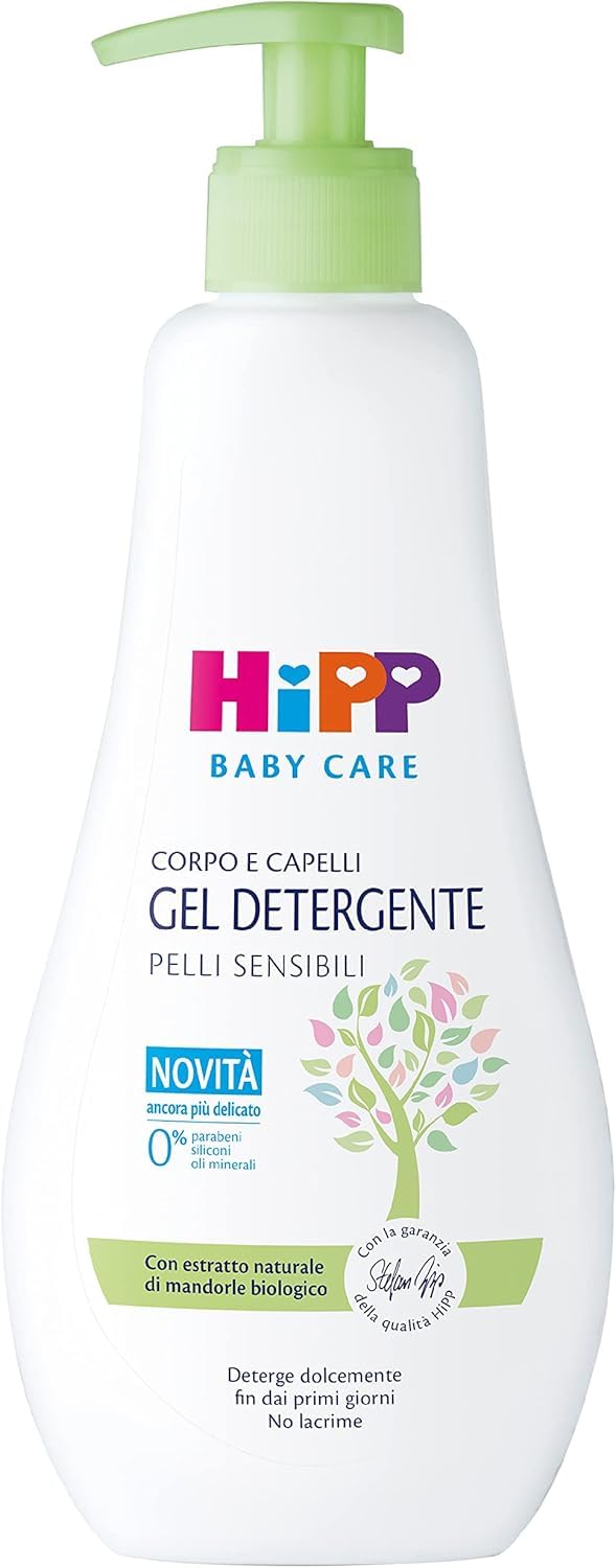 HiPP Baby Care - Gel Detergente Neonato, Deterge con Delicatezza Corpo e Capelli dei Bambini, No Lacrime, per Pelli Sensibili, con Estratto Naturale di Mandorle Bio, 1 Flacone da 400 ml