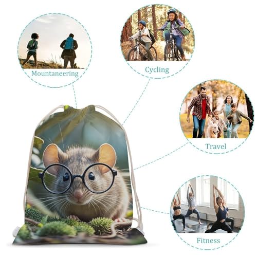 Guinea Mouse With Glasses Drawstring Backpack Gym Bag Lightweight Sackpack Gift for Hiking Travel Beach Shopping3