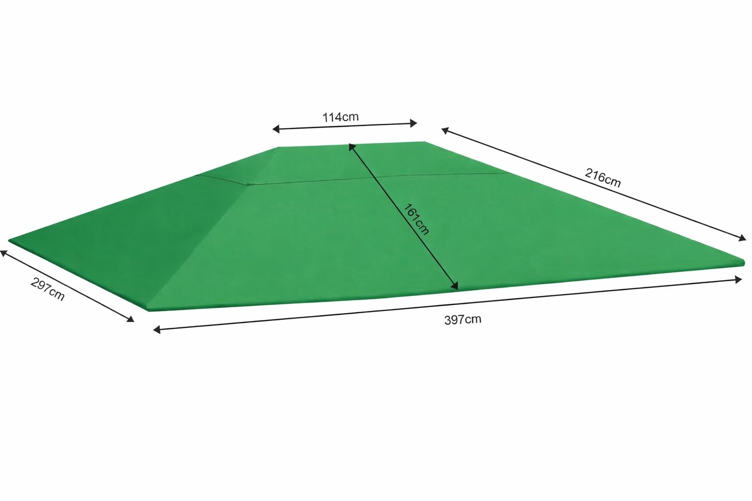 QUICK STAR Ersatzdach für Garten Pavillon 3x4m Gruen Pavillondach Ersatzbezug