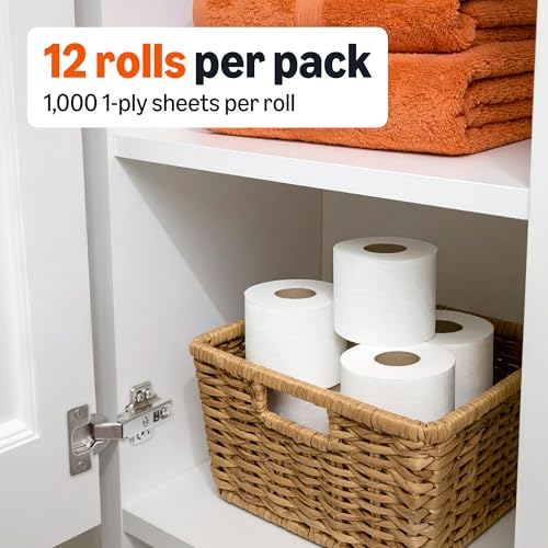 Image of Amazon Basics 1000 Sheet 1-Ply Bath Tissue, 48 Rolls (4 Packs of 12), Septic Safe