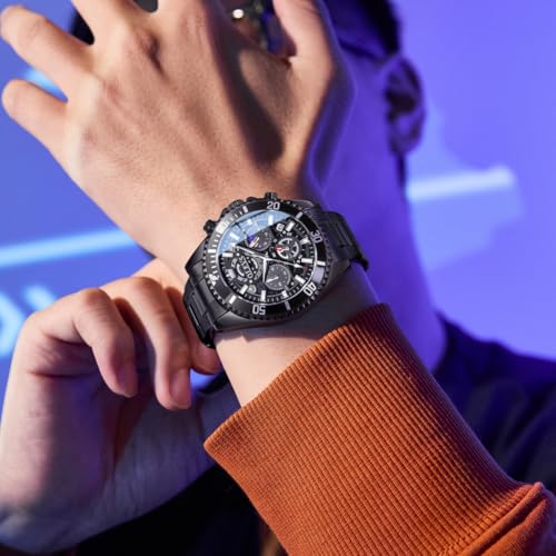 Image of OLEVS Watch for Men Original Branded Premium Mens Analog Quartz Watches Chronograph Stainless Steel 3ATM Waterproof Wrist Watch for Man