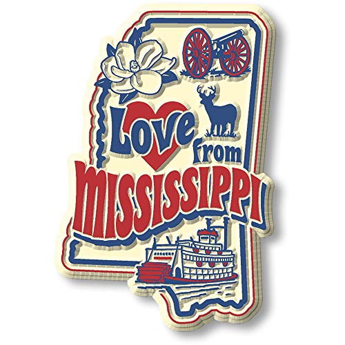 Imán vintage Love from Mississippi, 3D goma 2" x 2.9" miniatura 1