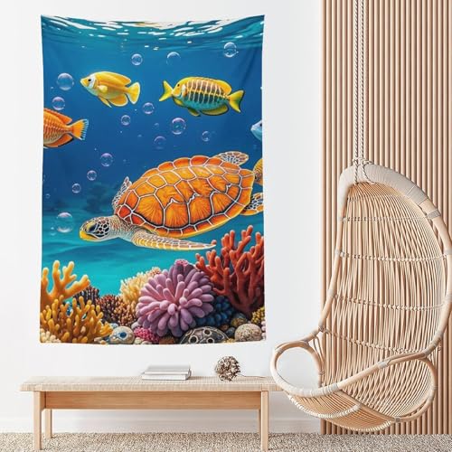 Tapisserie murale animaux marins tissu doux et léger suspension élégante salon