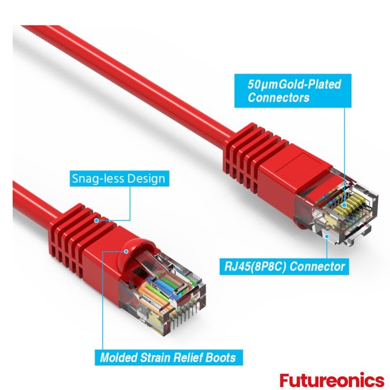 Pack 20 Cable Ethernet Cat 6 Rojo 15.24 m UTP miniatura 3