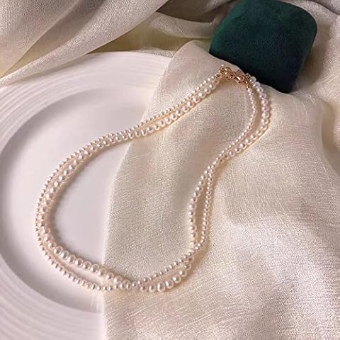 DOVOSA Round pearl necklace wedding pearl necklace white, Natural pearls, double necklace,Freshwater Pearl Necklace Ladies Wedding Cover