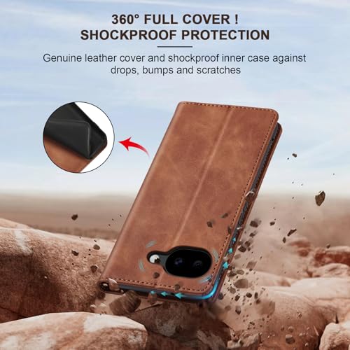 Image of Jasonyu Flip Wallet Case for Google Pixel 10A,Brown