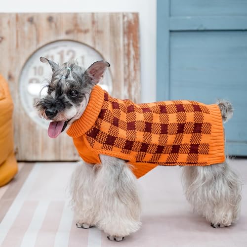 PUPTECK Dog Sweaters for Large Medium Small Dogs - Fall Classic Plaid Style Puppy Holiday Winter Coat Clothes Warm - image 5