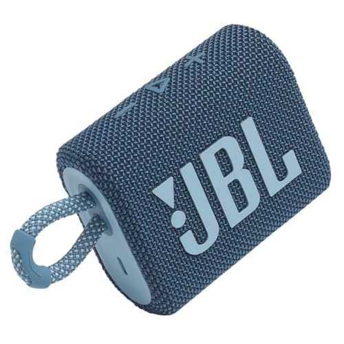 Image of JBL Go 3, Wireless Ultra Portable Bluetooth Speaker, Pro Sound, Vibrant Colors with Rugged Fabric Design, Waterproof, Type C (Without Mic, Blue)