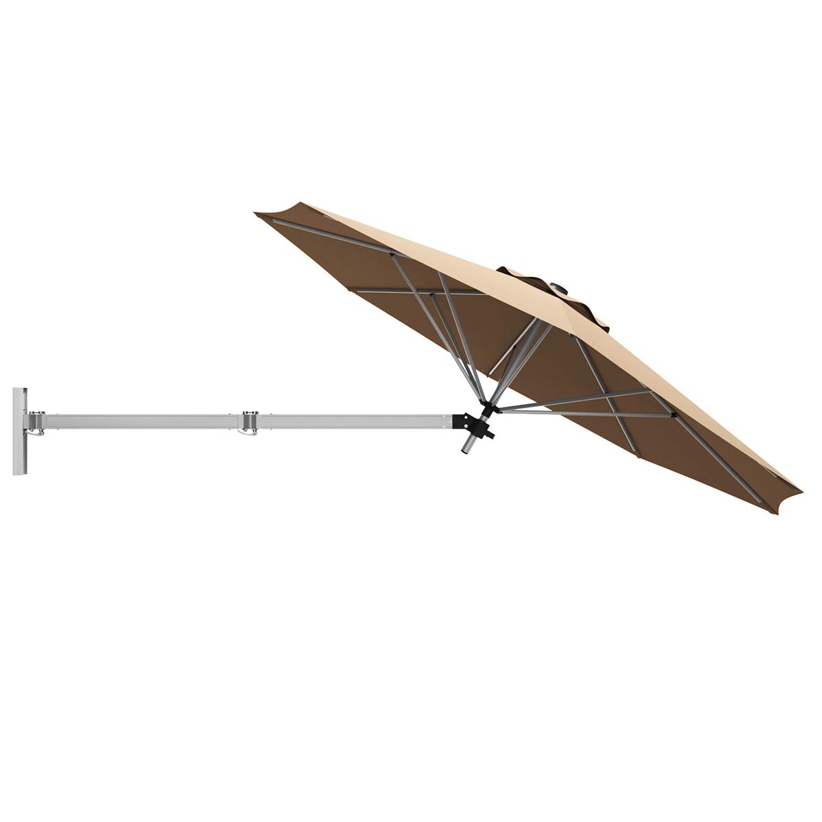 GOPLUS Sombrilla de Pared Ø250 cm, Parasol Ajustable para Exterior, Paraguas Plegable y Inclinable, Sombrilla Impermeable con Protección Solar, para Jardín, Terraza, Patio, Balcón