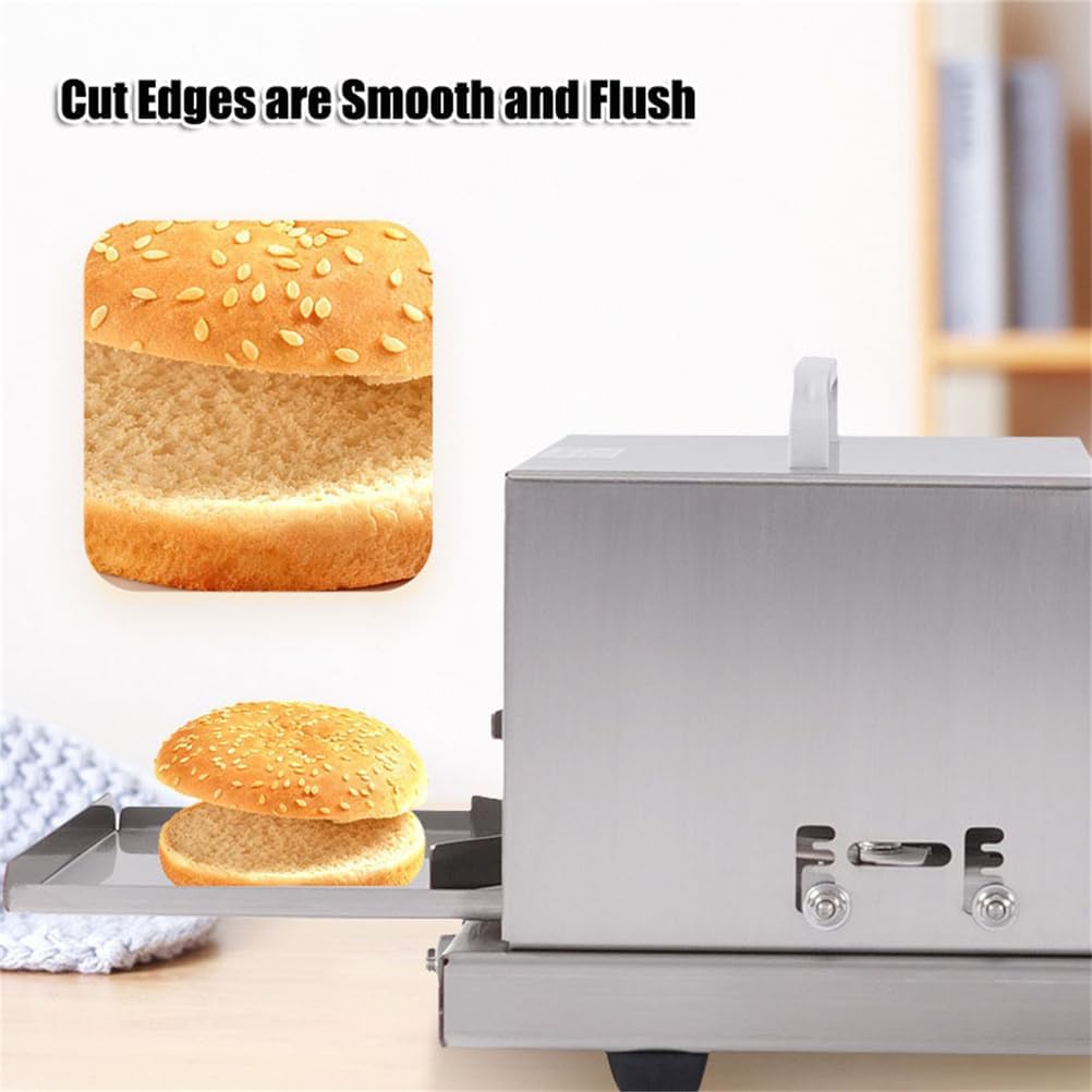 Manual Bagel Slicer Cutter, Commercial Manual Bread Slicer Cutter with Stainless Steel Blade & 4 Cutting Height Available, Push Pull Hamburger Bread Cutting Machine, for Home and Businesses
