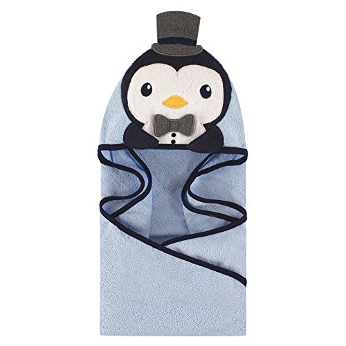 Image of Hudson Baby Unisex Baby Cotton Animal Face Hooded Towel, Mr Penguin, One Size