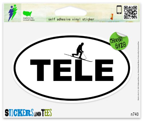Telemark Tele Skiing Ski Oval Car Sticker Indoor Outdoor 5" x 3"