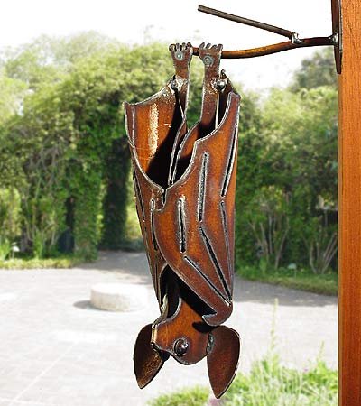 Modern Artisans Hanging Garden Bat, American Handmade : Open Wings, Facing Right