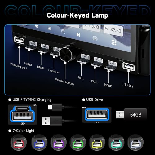 Radio para auto con pantalla táctil 7 pulg, Bluetooth y Carplay miniatura 4