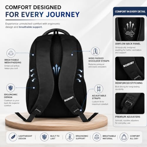 BIGBERRY Rodeo 2.0 Faux Leather Laptop Backpack, Black - Image 6