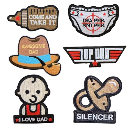 Image of 6Pcs Daddy Morale Tactical Funny Embroidered Patch Baby Gear Patches with Hook and Loop, Humorous Military Father Repair Patches Appliques for Backpacks, Bags, Clothes, Hats, Vests