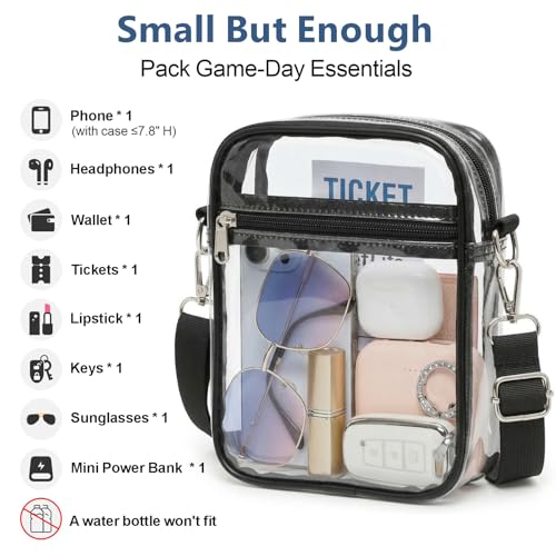 Image of PACKISM Clear Bag for Stadium Events - Clear Purses for Women Transparent Crossbody Messenger Bag for Concerts Game Day