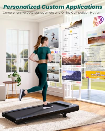 Image of DeerRun Under Desk Walking Pad Treadmill for Home Office & Small Spaces, 6% Manual Incline, 0.6-3.8 MPH Walking Speed, 2.5 HP, 300 lb Capacity, App & Remote Control