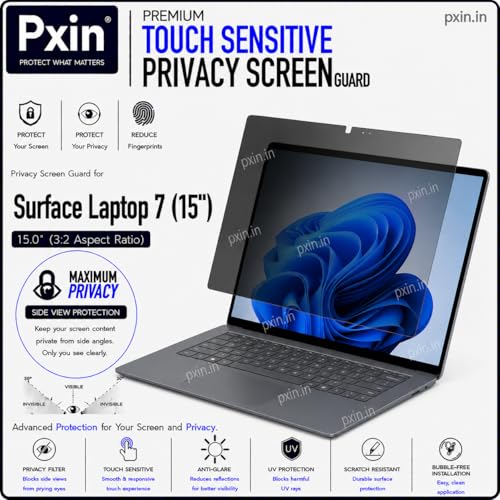Image of Pxin Aura | Compatible with Microsoft Surface Laptop - 7 | 15 Inch - Ultra Touch Sensitive Privacy Screen | Anti Blue | Anti Glare | UltraThin for Hyper Touch | Anti UV | Privacy Filter