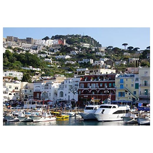 Wall Art Print on Canvas(32x21 inches)- Capri Italy Travel Island Sea Mediterranean