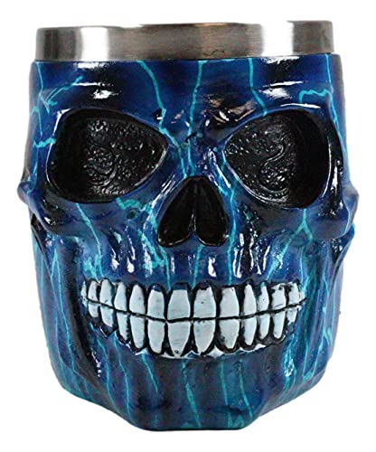 Taza de café con diseño calavera rayo azul 14 oz miniatura 3
