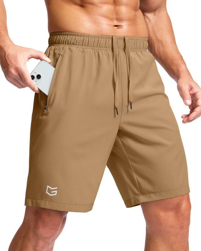 Image of G Gradual Men's Athletic Running Shorts with Zipper Pockets Quick Dry 7 inch / 5 inch / 9 inch Workout Gym Shorts for Basketball Hiking