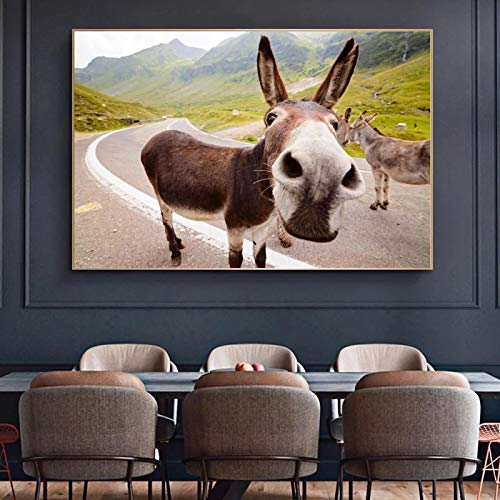 Posters para Pared De Burro Mula Pinturas En Lienzo De Arte Animal Cuadros ArtíSticas De Pared De...